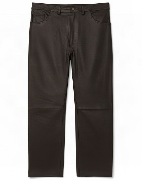 Pantaloni dritti in pelle da uomo vintage W32 L28 Nero