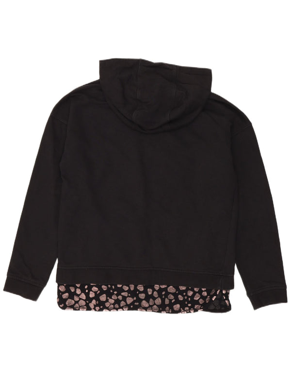 Felpa con cappuccio da donna Emporio Armani UK 10 piccola stampa animalier nera