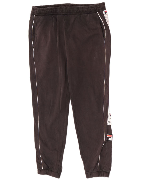 Pantaloni da tuta con grafica Fila da uomo, pantaloni da jogging, grandi, in cotone color block nero