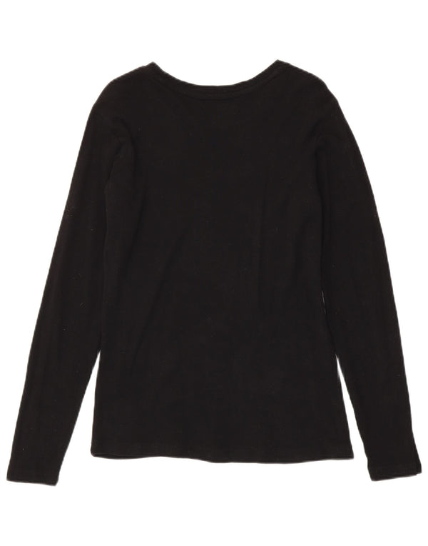 Top grafico da donna Kappa manica lunga UK 14 grande cotone nero