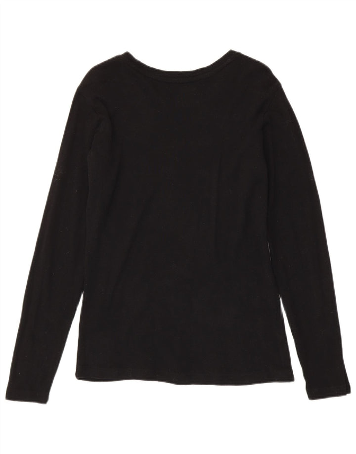 Top grafico da donna Kappa manica lunga UK 14 grande cotone nero
