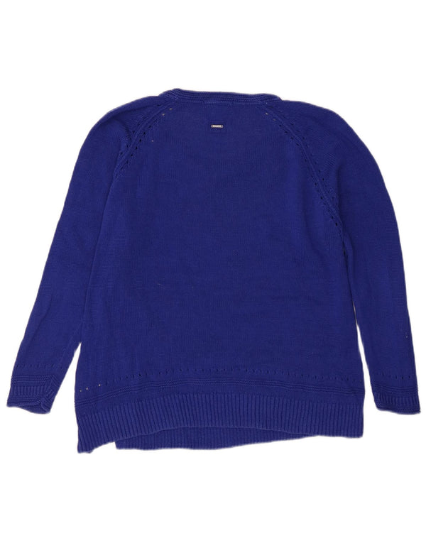 Maglione maglione con scollo a V da donna White Stuff UK 14 Grande cotone blu
