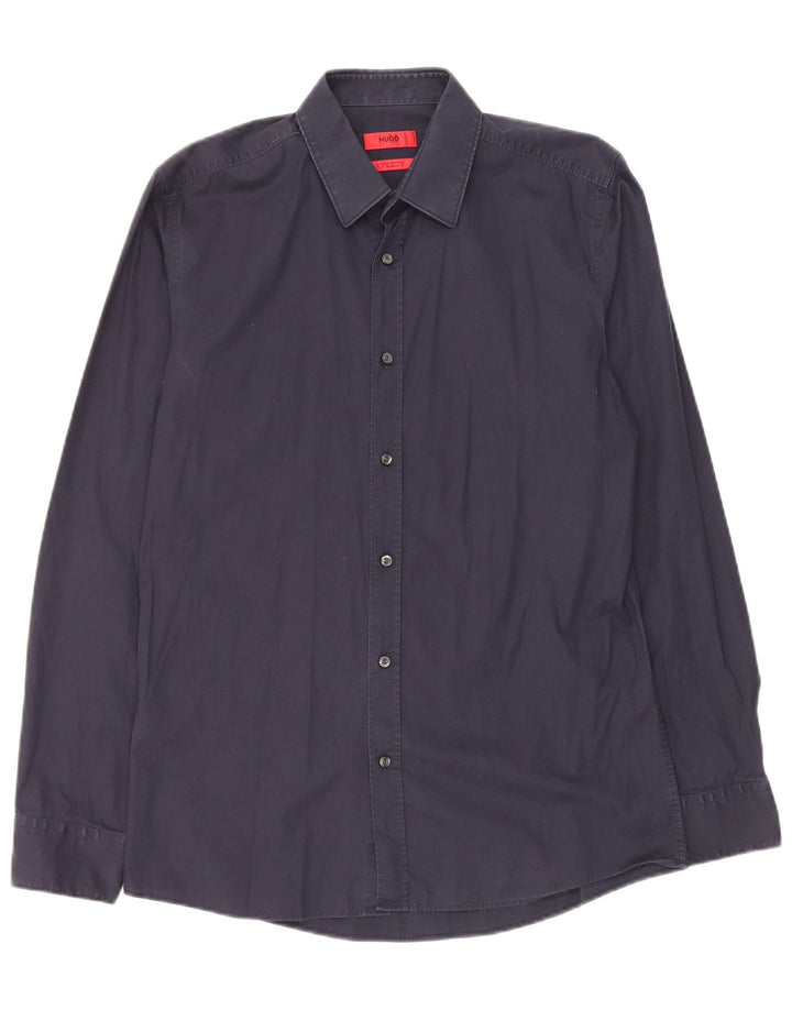 Camicia da uomo extra slim fit Hugo Boss taglia 40 cotone medio blu navy
