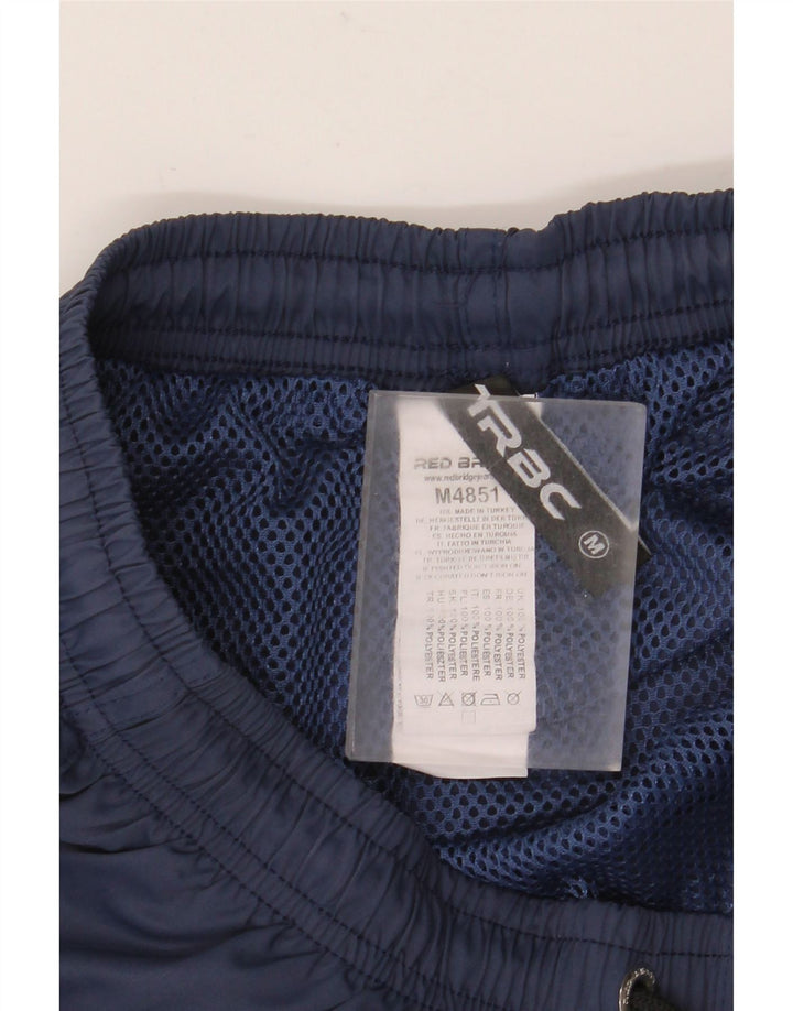 Pantaloncini da bagno vintage da uomo in poliestere medio blu navy