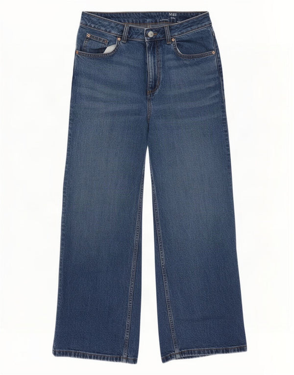 Jeans a gamba larga da donna Marks & Spencer UK 12 medio W30 L28 cotone blu
