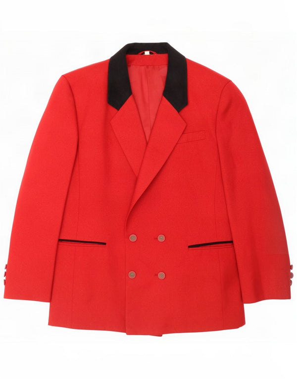 Giacca blazer oversize doppiopetto vintage da donna UK 18 XL Lana rossa
