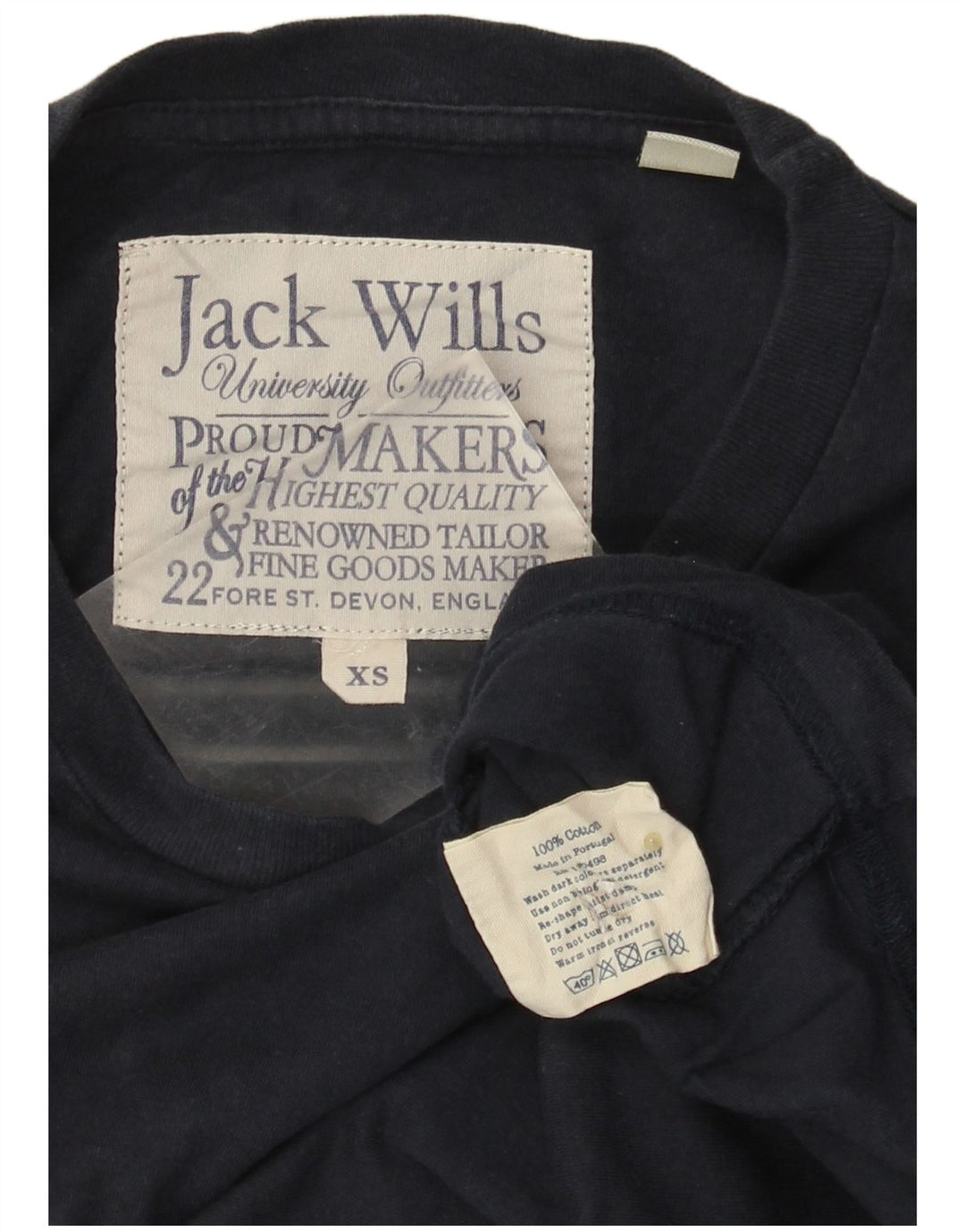 T-shirt grafica da uomo Jack Wills Top XS in cotone blu navy