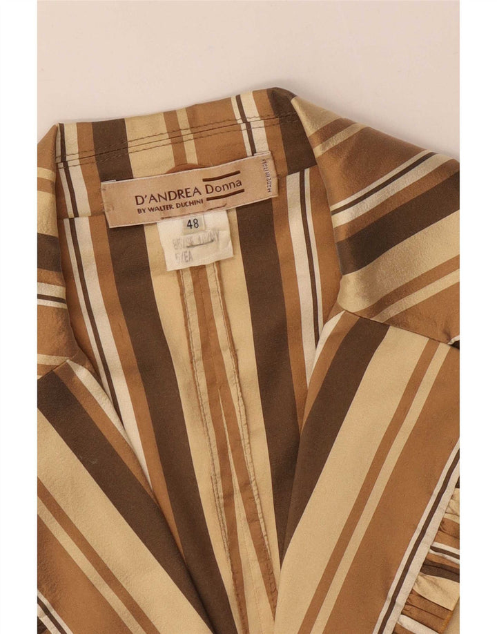 Giacca blazer vintage da donna a 3 bottoni con maniche a 3/4 IT 48 XL a righe beige