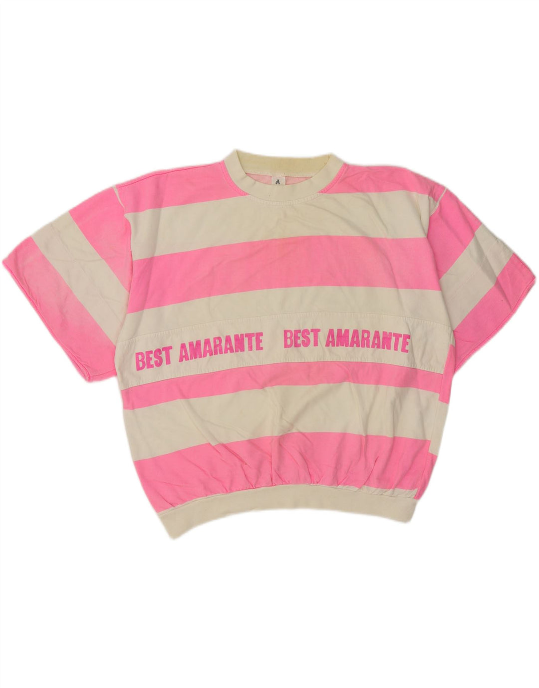 VINTAGE Womens Oversized Graphic Sweatshirt Jumper UK 14 Medium Pink Vintage Vintage and Second-Hand Vintage from Messina Hembry 