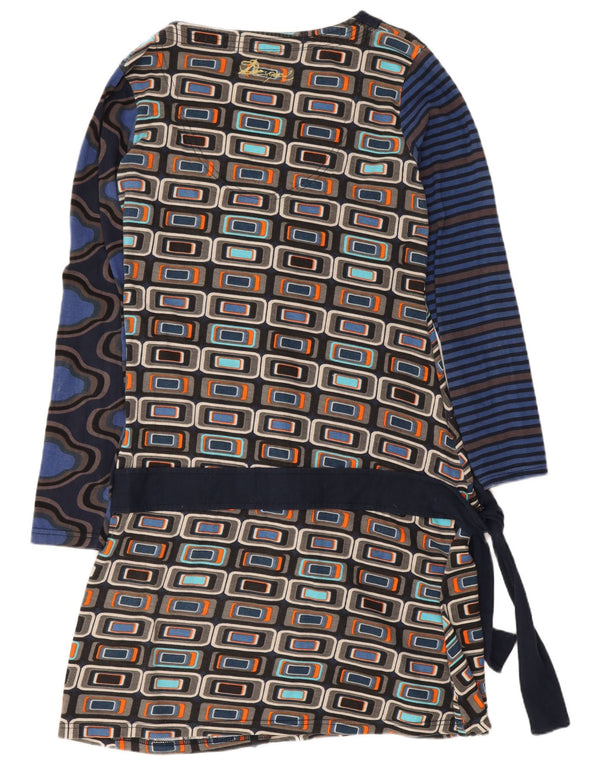 Desigual Abito da donna con grafica a vita bassa UK 14 Large Blu Navy geometrico