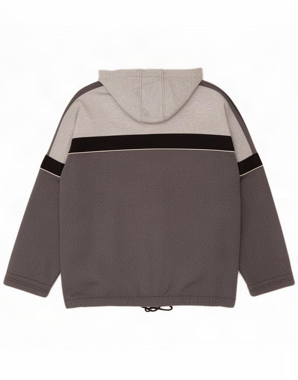 Diadora Mens Hooded Tracksuit Top Jacket UK 42 Large Grey Colourblock