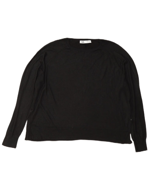 Maglione Zara da donna, vestibilità regolare, con scollo a barchetta, UK 16, grande, nero