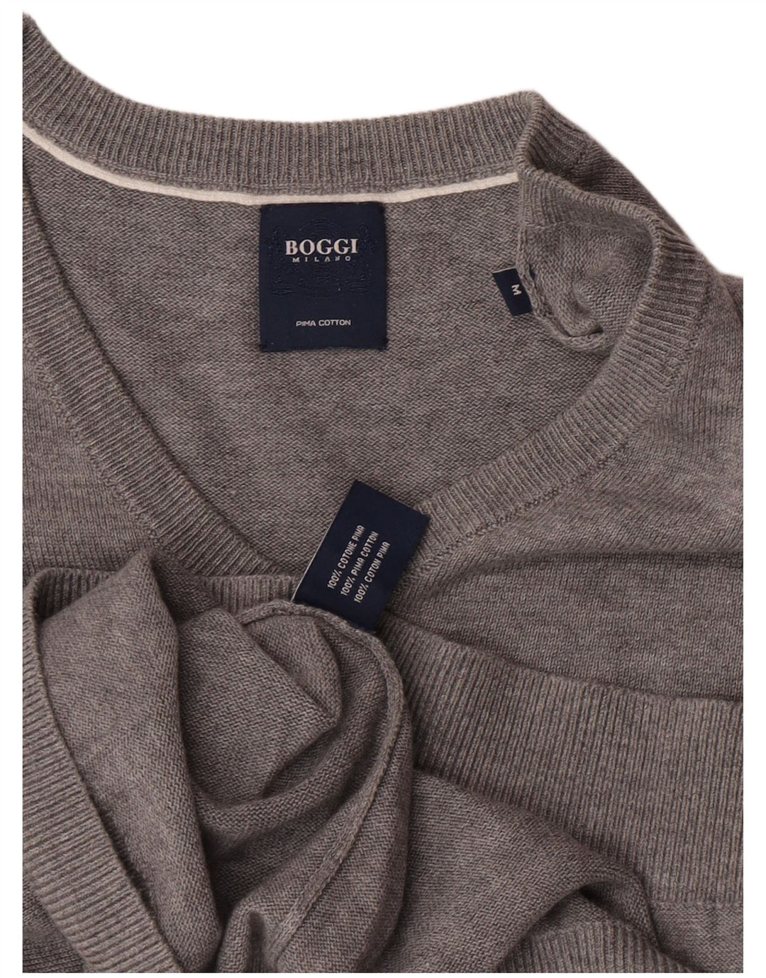 Maglione Boggi da uomo con scollo a V Milano in cotone chiazzato grigio medio