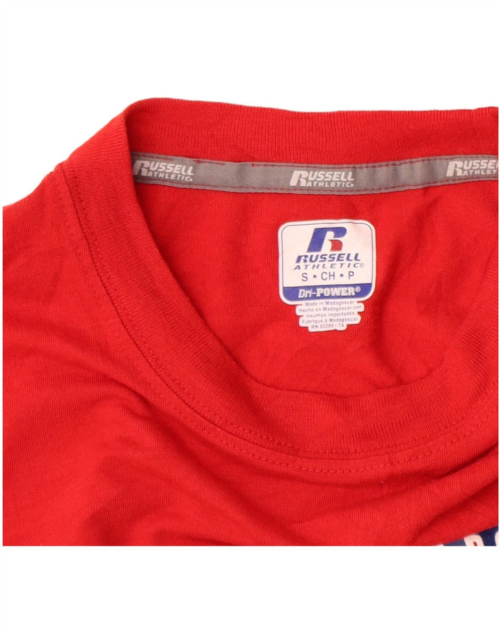 RUSSELL ATHLETIC T-shirt grafica da uomo Top piccola in poliestere rosso
