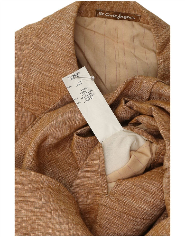 Giacca blazer da uomo a 3 bottoni El Corte Ingles IT 50 grande lino marrone