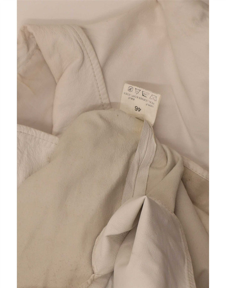Camicia overshirt in pelle da donna vintage IT 46 grande bianca