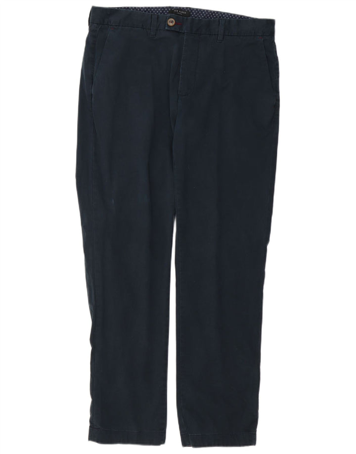 Pantaloni da abito dritti da uomo TED BAKER W34 L30 in cotone blu navy
