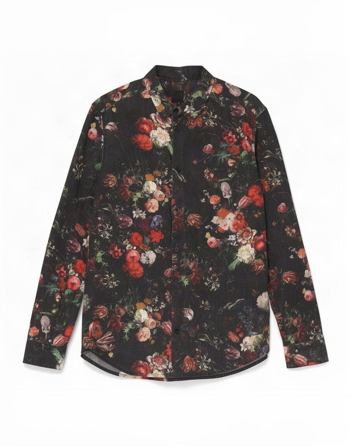 Camicia da uomo H&M media nera floreale