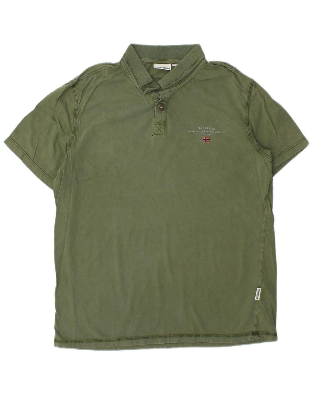 NAPAPIJRI Mens Polo Shirt Large Green Cotton