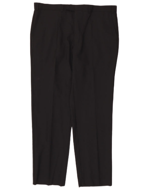 Pantaloni da abito dritti da uomo Marks & Spencer W40 L33 lana nera