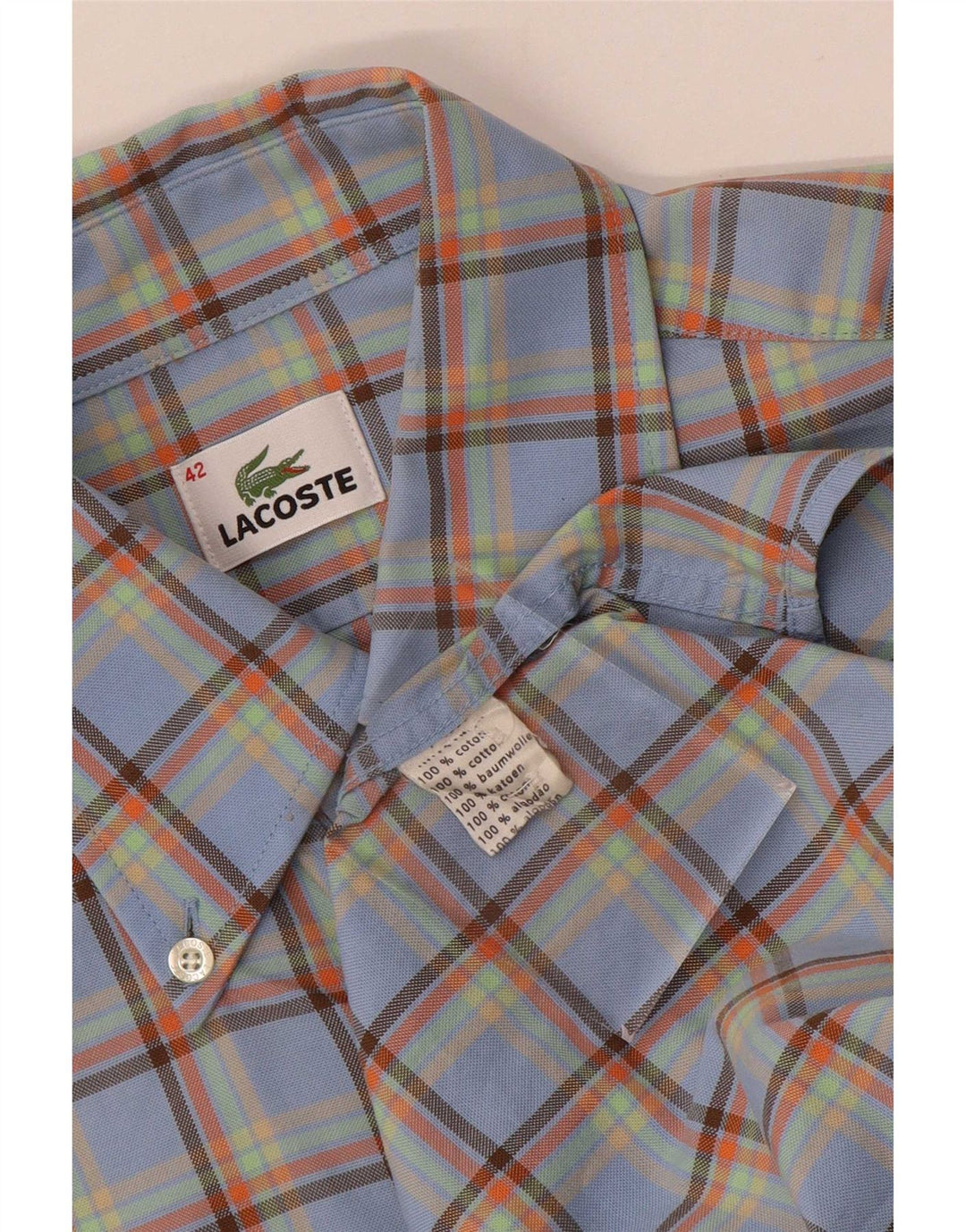 Camicia da uomo Lacoste taglia 42 grande cotone a quadri blu