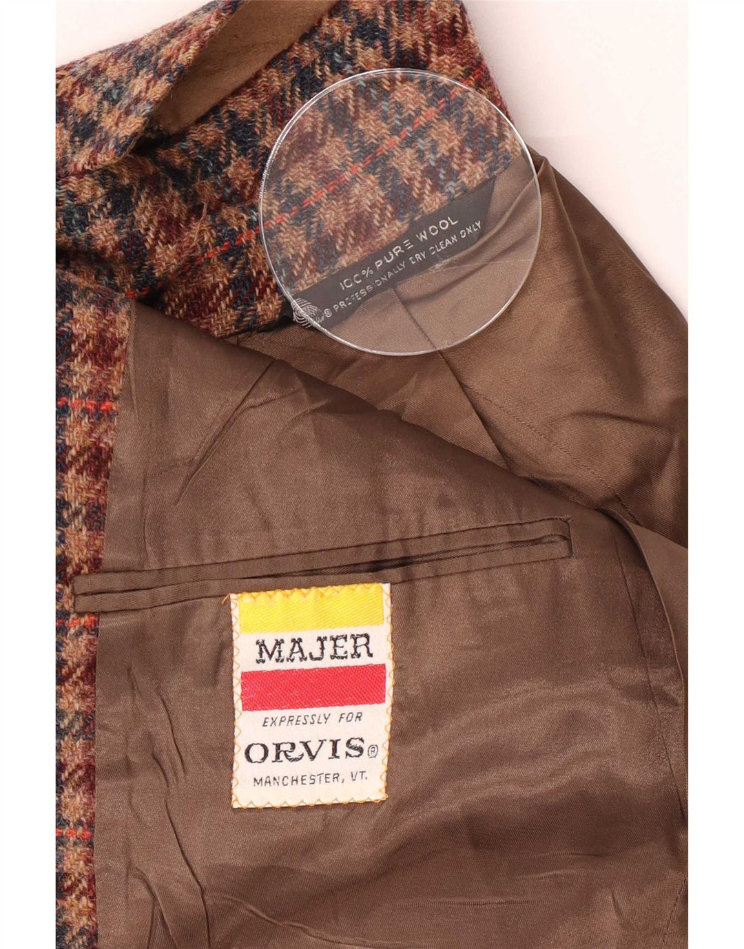 Giacca blazer a 3 bottoni da uomo Orvis UK 38 pied de poule marrone medio