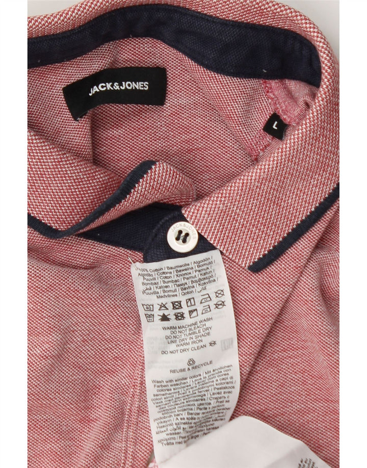 JACK & JONES Mens Polo Shirt Large Red Cotton Vintage Jack & Jones and Second-Hand Jack & Jones from Messina Hembry 