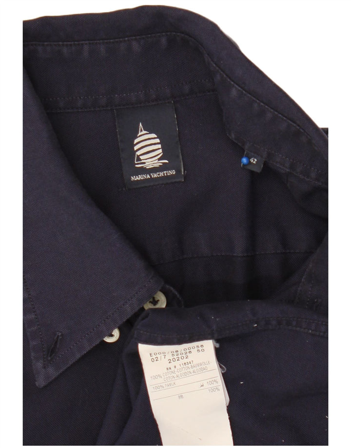 MARINA YACHTING Camicia da uomo taglia 42 grande cotone blu navy