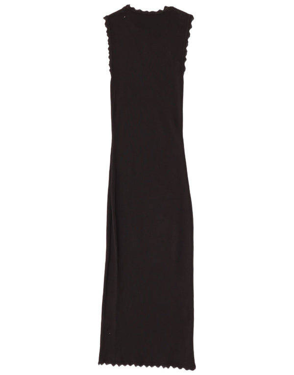 Vestito lungo senza maniche da donna Zara UK 8 Small in viscosa nera