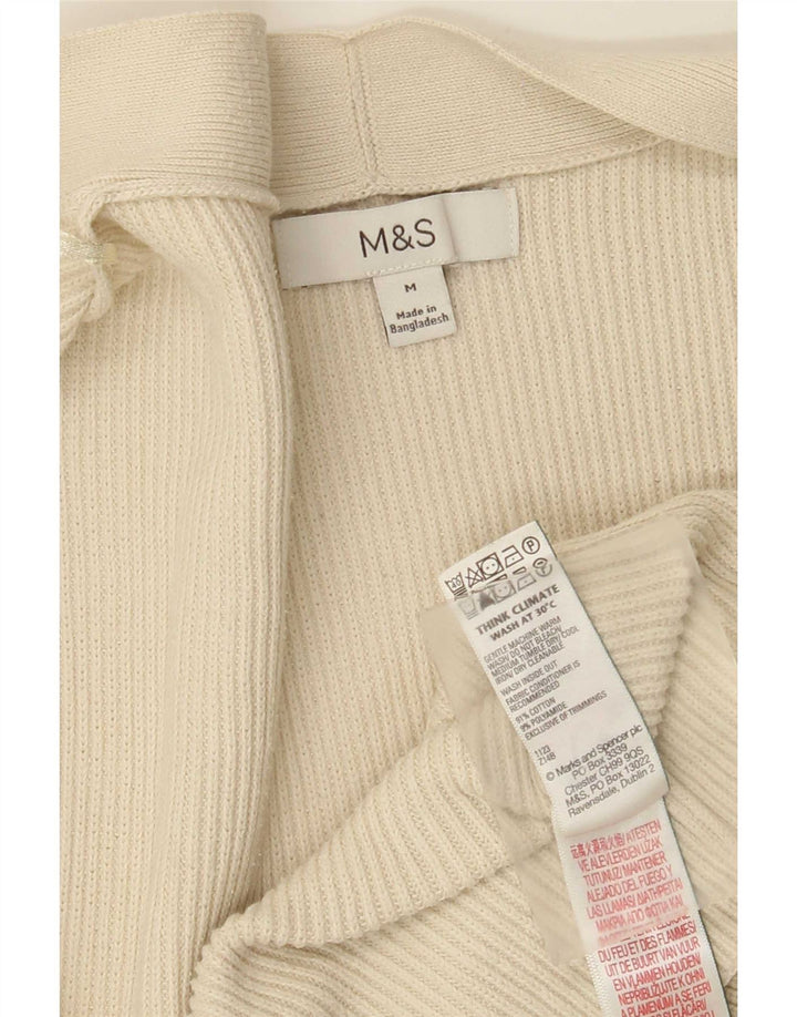 Maglione cardigan aperto da donna Marks & Spencer UK 14 cotone bianco sporco medio