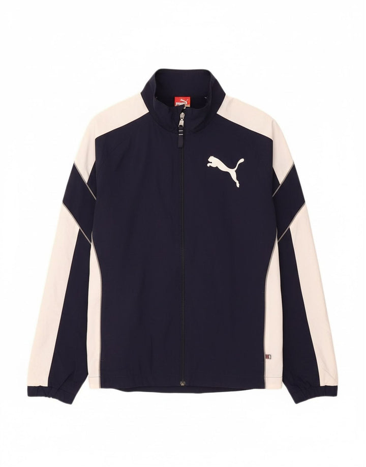 PUMA Mens Graphic Tracksuit Top Jacket Large Navy Blue Colourblock