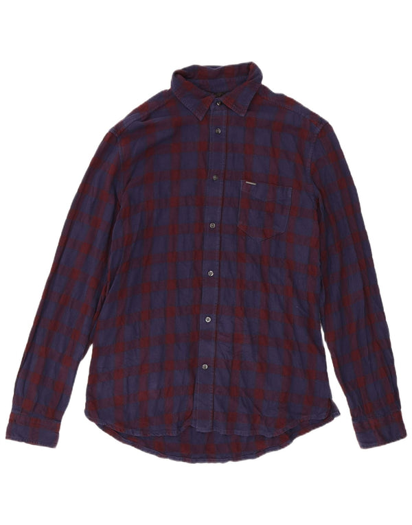 Camicia Diesel da uomo in flanella XL in cotone a quadri blu navy