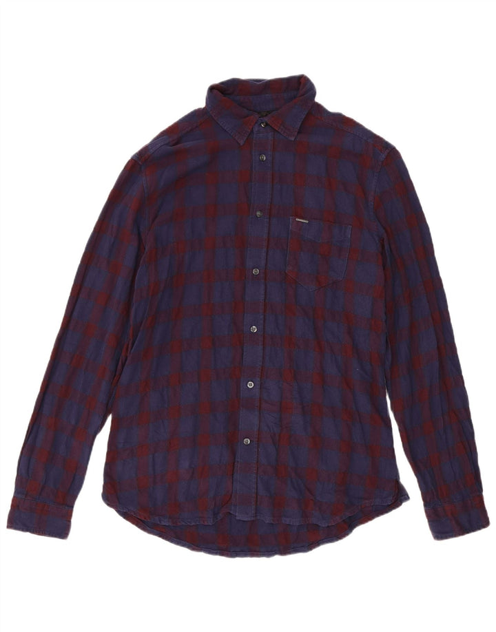 Camicia Diesel da uomo in flanella XL in cotone a quadri blu navy