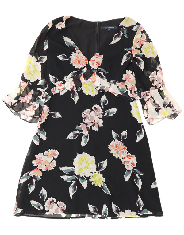 Abito impero da donna con maniche a 3/4 di French Connection UK 12 medio nero floreale