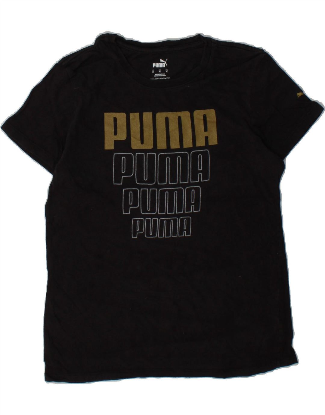 PUMA Womens Graphic T-Shirt Top UK 12 Medium Black Cotton Vintage Puma and Second-Hand Puma from Messina Hembry 