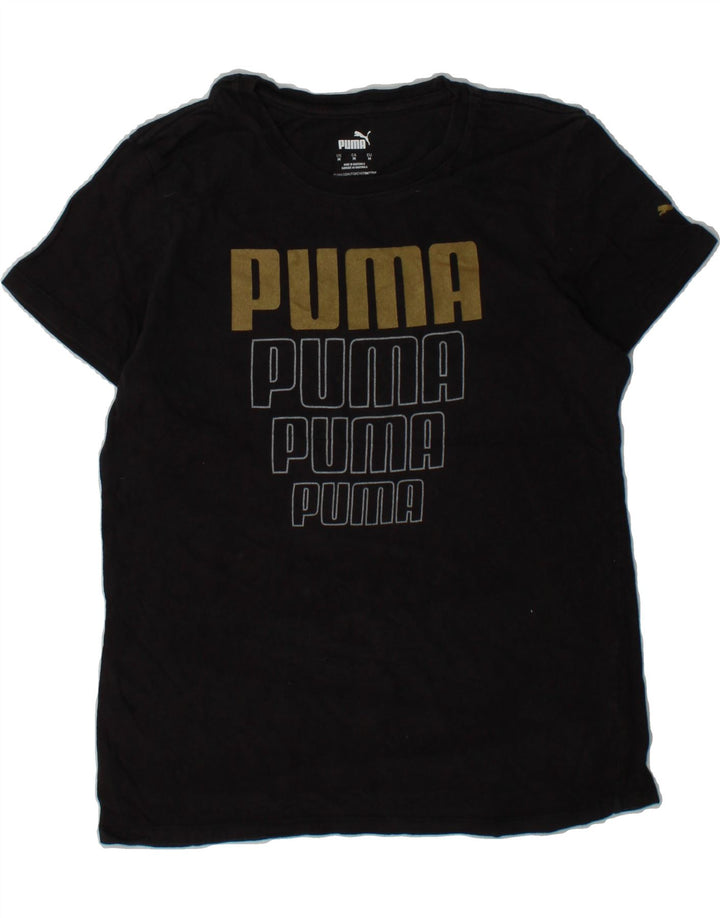 PUMA Womens Graphic T-Shirt Top UK 12 Medium Black Cotton Vintage Puma and Second-Hand Puma from Messina Hembry 