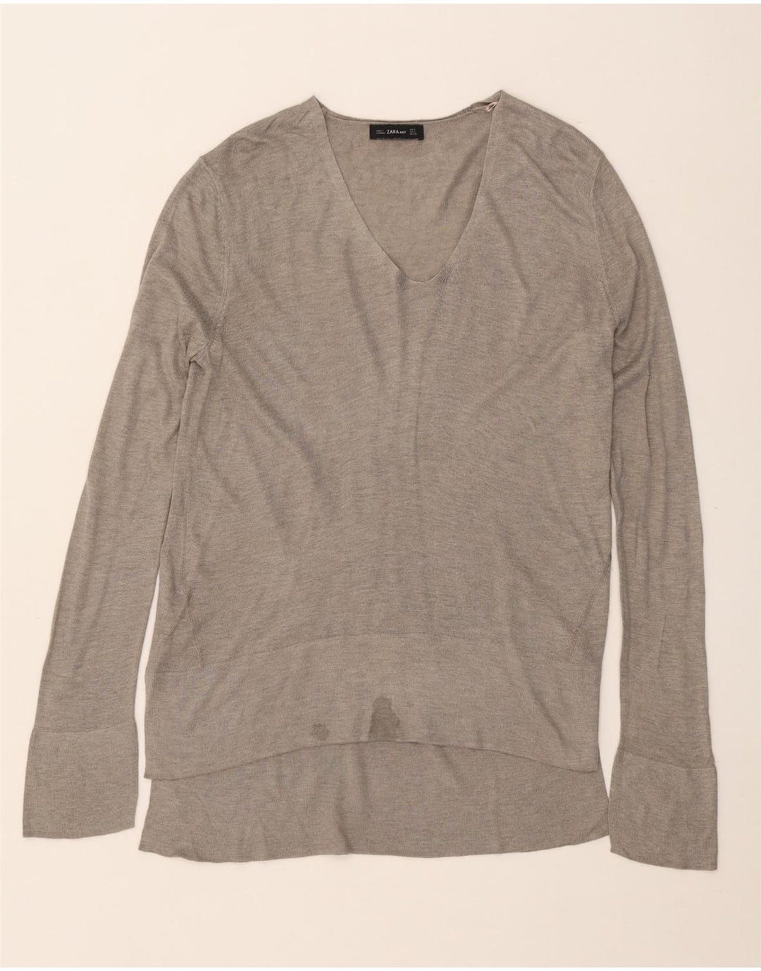 Maglione ZARA da donna con scollo a V UK 10 piccolo grigio