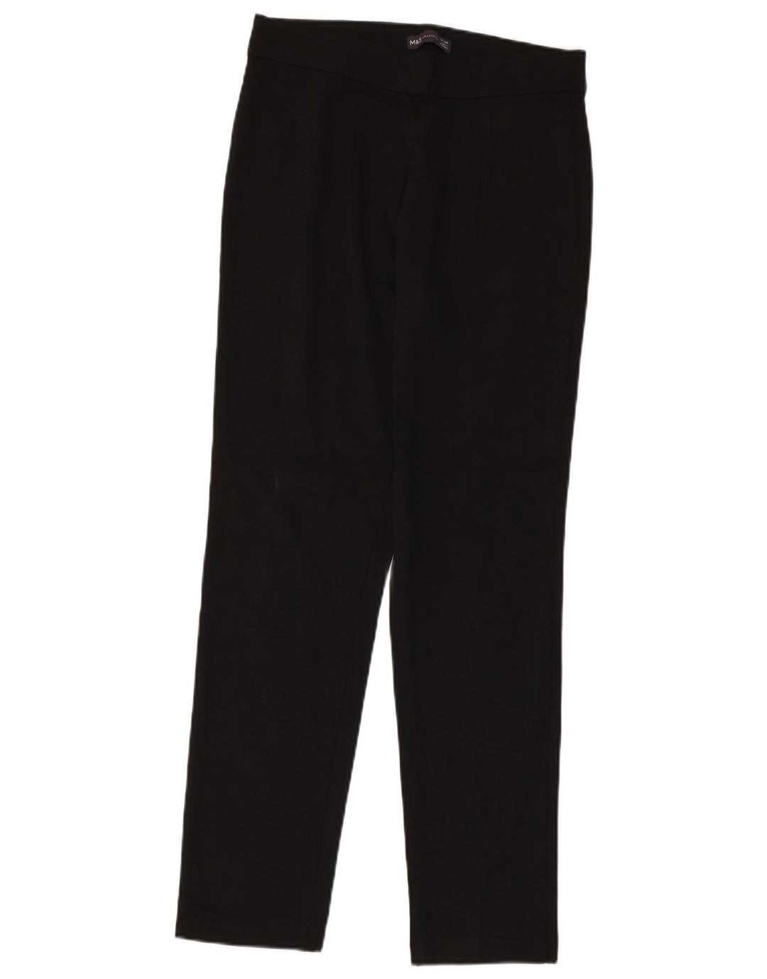 MARKS & SPENCER Pantaloni casual dritti da donna UK 12 Medio W30 L30 Nero
