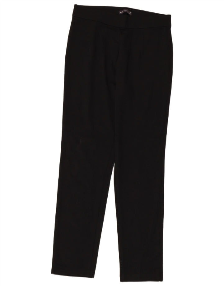 MARKS & SPENCER Pantaloni casual dritti da donna UK 12 Medio W30 L30 Nero