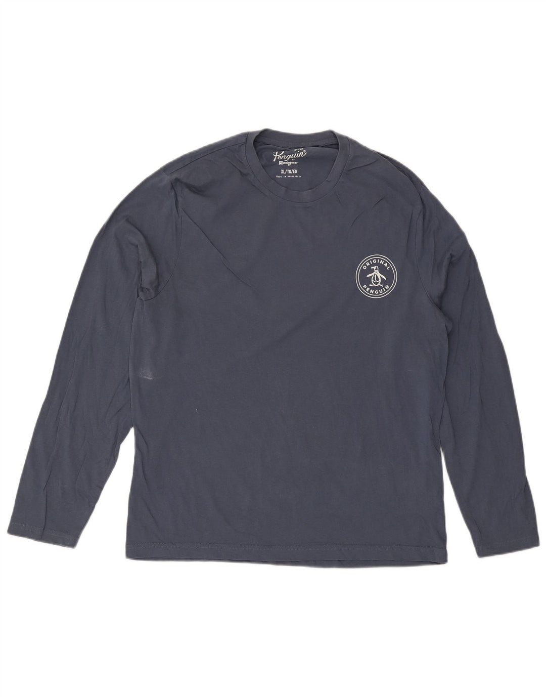 Penguin Maglia da uomo a maniche lunghe XL in cotone blu navy