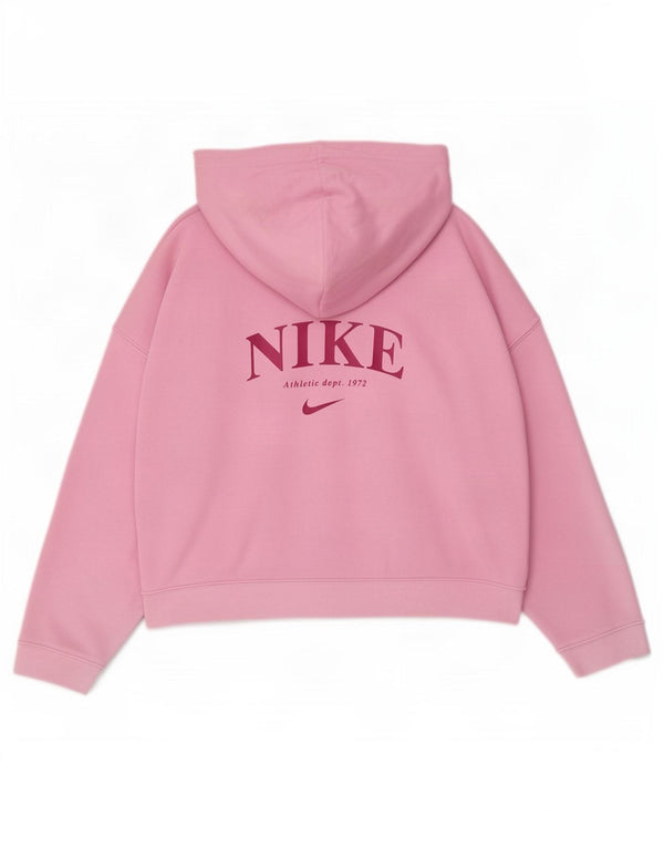 Felpa con cappuccio e zip oversize grafica Nike per ragazze 10-11 anni Rosa medio