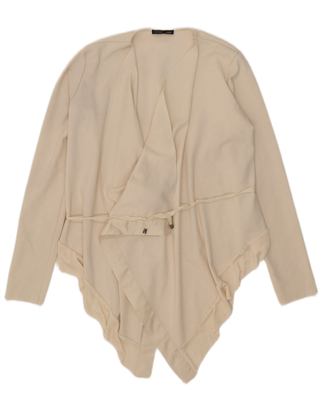 Top cardigan asimmetrico da donna Zara UK 10 piccolo poliestere bianco sporco