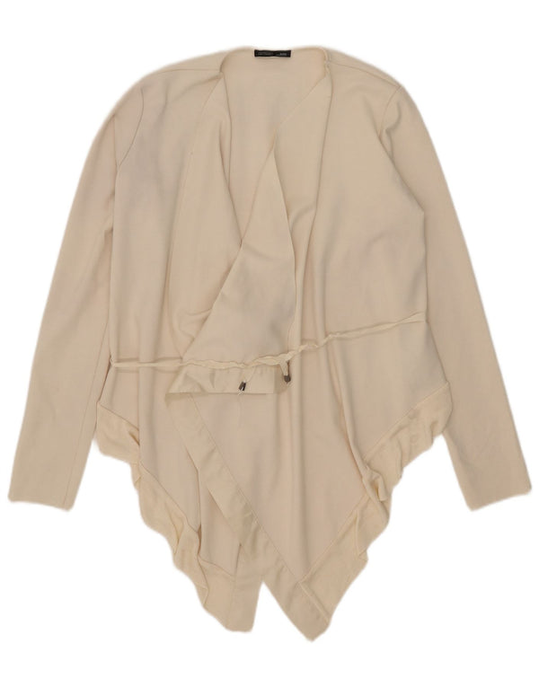 Top cardigan asimmetrico da donna Zara UK 10 piccolo poliestere bianco sporco
