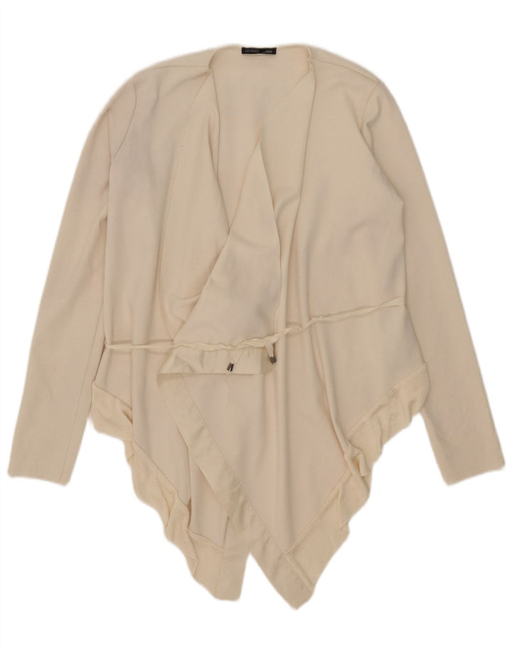 Top cardigan asimmetrico da donna Zara UK 10 piccolo poliestere bianco sporco