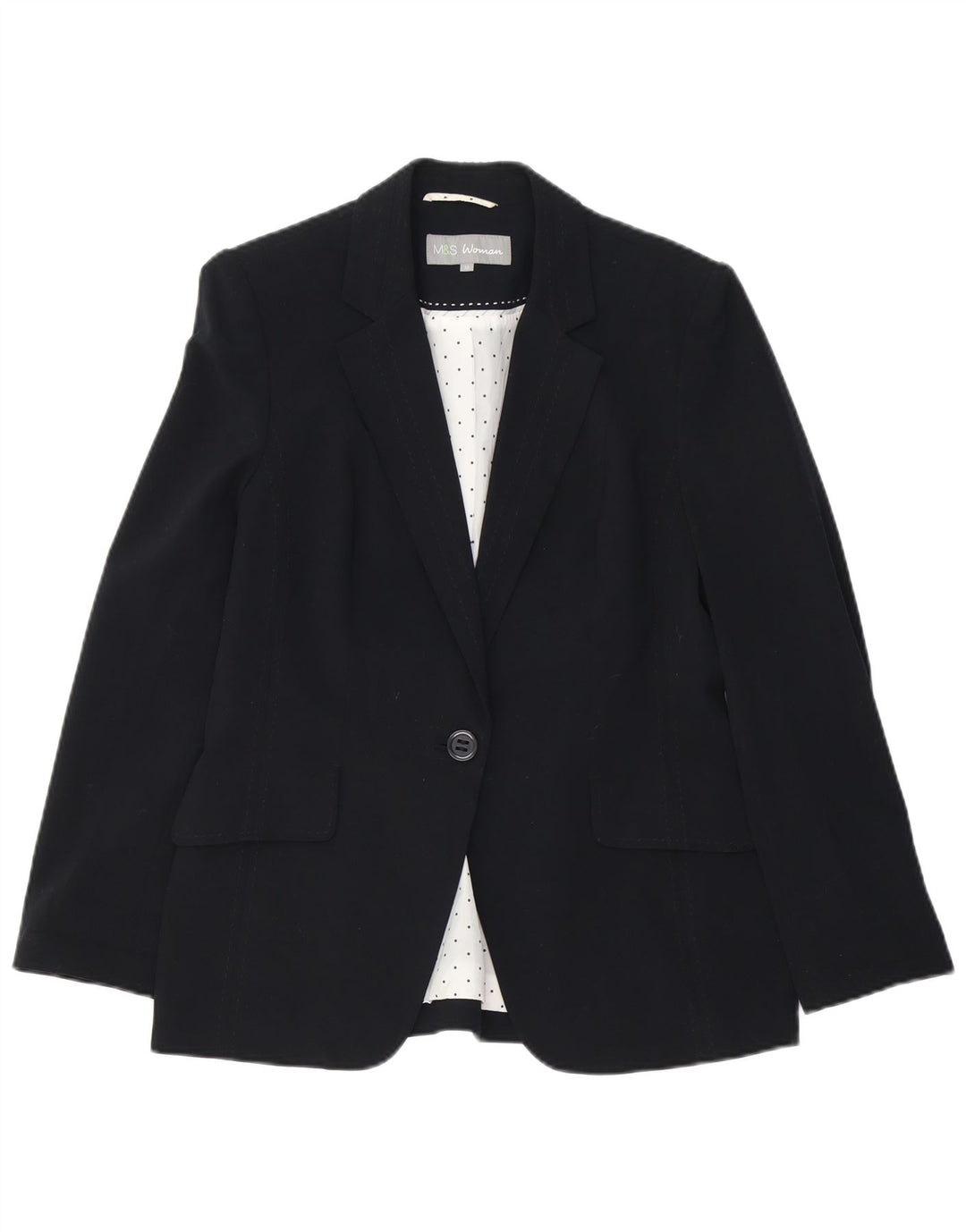 Giacca blazer a 1 bottone Marks & Spencer da donna UK 12 poliestere nero medio