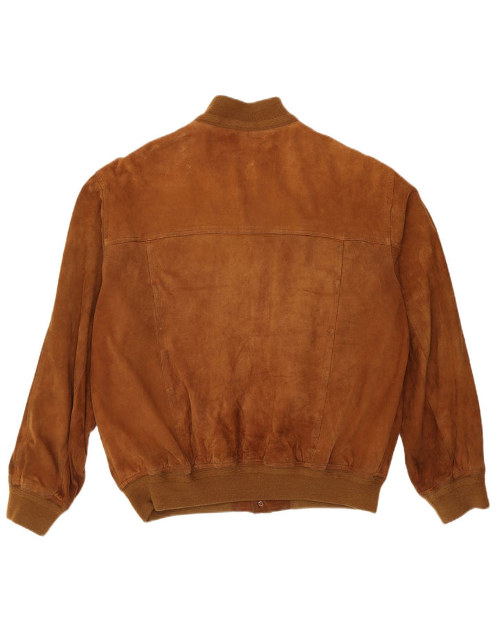 Giubbotto bomber vintage in pelle scamosciata da uomo IT 55 2XL in pelle marrone