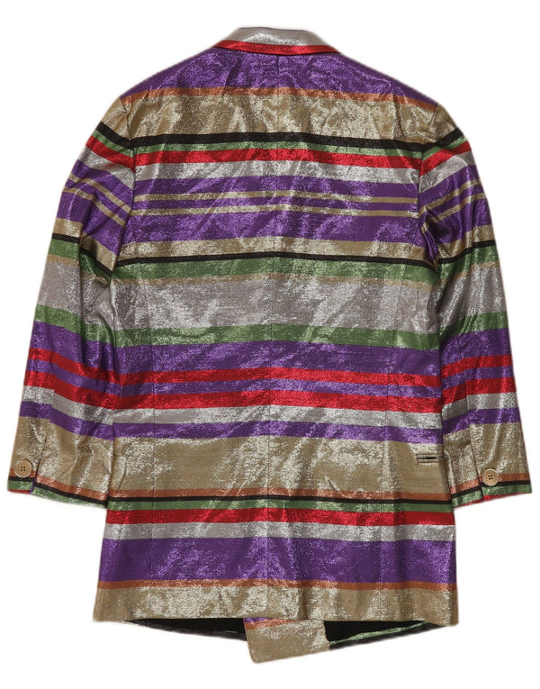 Giacca blazer da donna con maniche a 3/4 VINTAGE EU 40 a righe multicolori medie