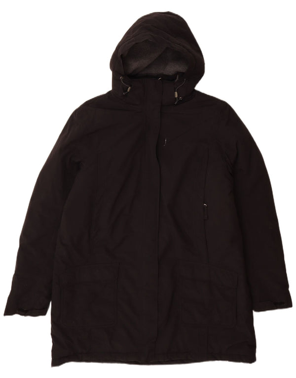 Cappotto giacca a vento con cappuccio da donna Lands End UK 16 grande nylon nero