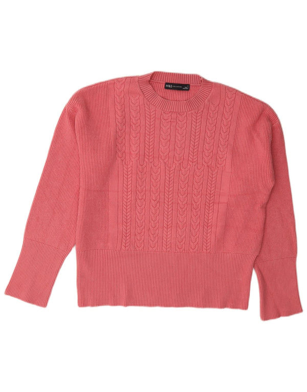 Maglione maglione girocollo da donna Marks & Spencer UK 10 piccolo viscosa rosa