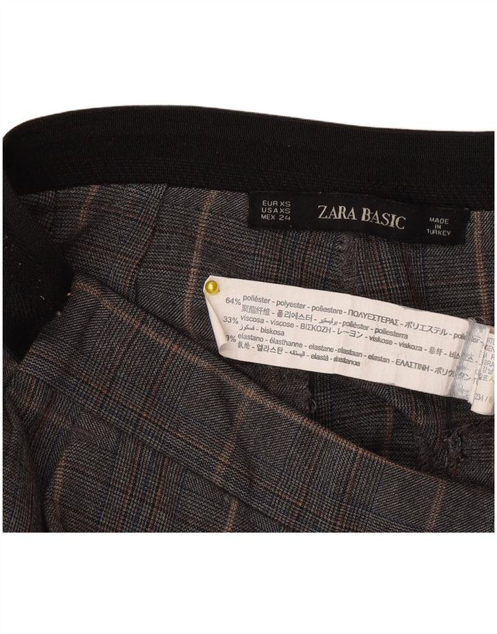 Pantaloni da abito slim da donna Zara XS W24 L27 Poliestere a quadri grigi